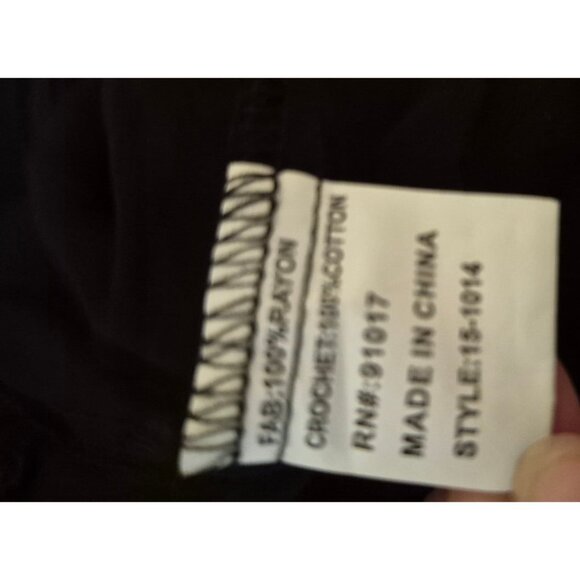 Luna Moon Boho Crochet Trim Top Cold Shoulder Tunic Scoop Neck Too Black Sz M/L - Picture 5 of 5